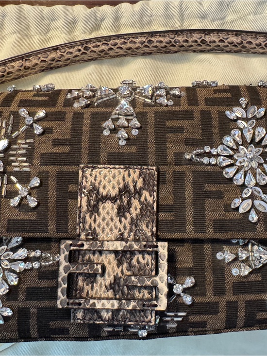 Fendi Handbags - Special edition one of a kind Fendi baguette crystal embellishment snake skin